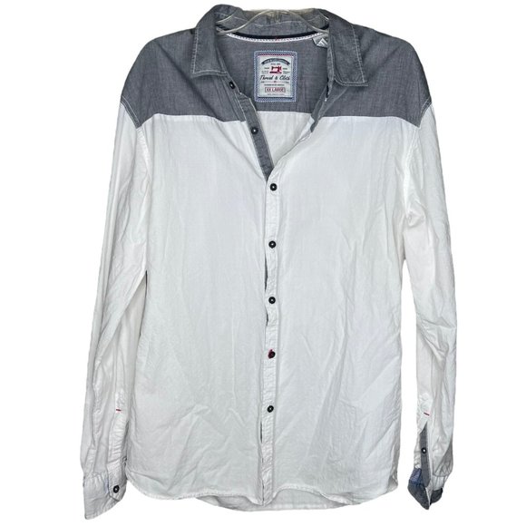 Thread and Cloth Men’s Collared Long Sleeve Shirt Button Up Gray White Size XXL - Picture 1 of 6